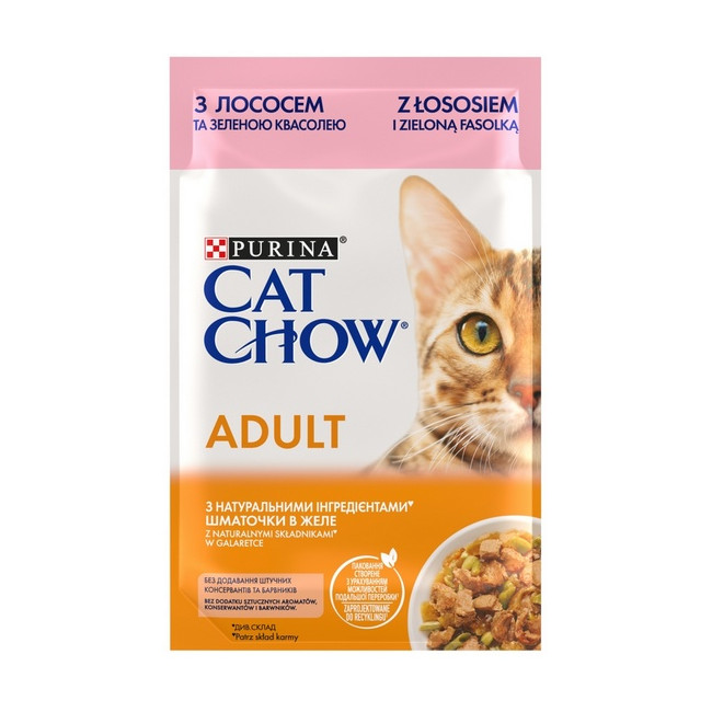 Purina Cat Chow Łosoś i zielona fasolka saszetka 85g