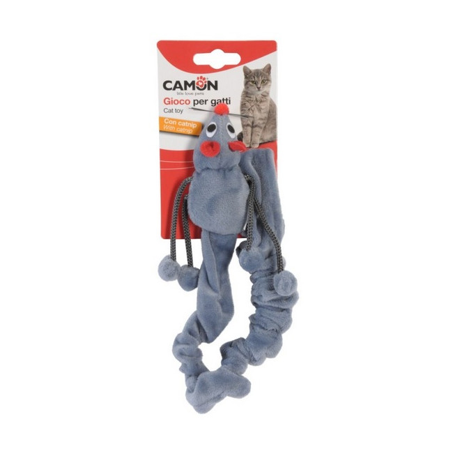 Camon Cat Toy Poliestrowa mysz z kocimiętką i długim sznurem 50cm