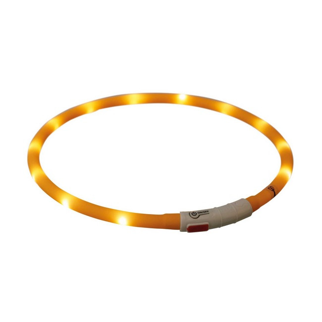 Trixie Opaska LED USB silikonowa XS-XL 70/1cm pomarańczowa