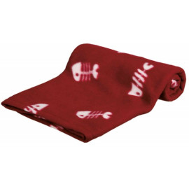 Trixie Koc 100x70cm Bordowy w białe ryby [37193]