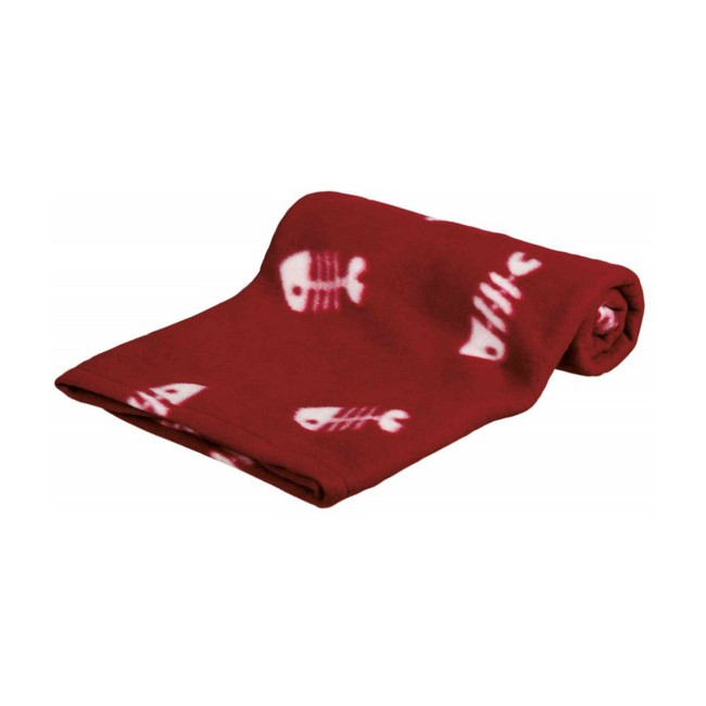 Trixie Koc 100x70cm Bordowy w białe ryby [37193]