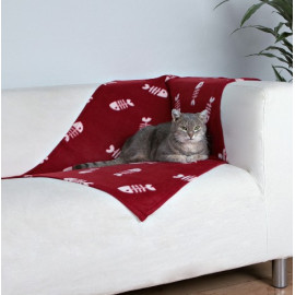 Trixie Koc 100x70cm Bordowy w białe ryby [37193]