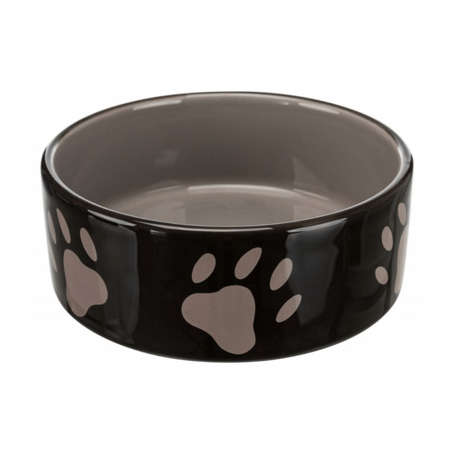 Trixie Miska ceramiczna czarna w szare łapki 0,3L/12cm [TX-24531]