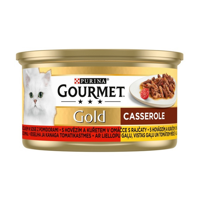 Gourmet Gold Wołowina i kurczak w sosie pomidorowym 85g
