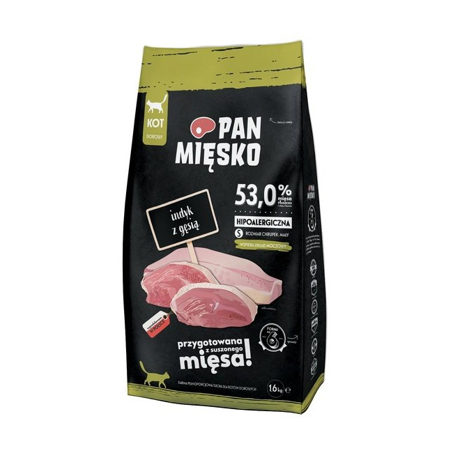 Pan Mięsko Karma sucha dla kota - indyk i gęś chrupki S 1,6kg