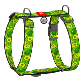 Collar WauDog Nylon Szelki nylonowe anatomiczne w kształcie litery H, z QR-paszportem, plastikowy fastex, wzór AWOKADO, rozmiar 