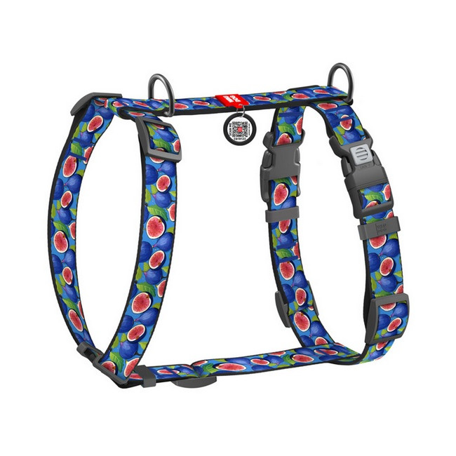 Collar WauDog Nylon Szelki nylonowe anatomiczne w kształcie litery H, z QR-paszportem, plastikowy fastex, wzór FIGA, rozmiar M 2