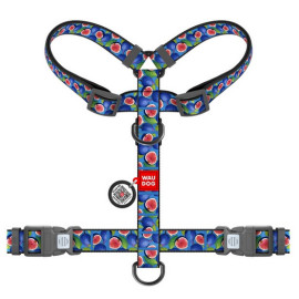 Collar WauDog Nylon Szelki nylonowe anatomiczne w kształcie litery H, z QR-paszportem, plastikowy fastex, wzór FIGA, rozmiar M 2