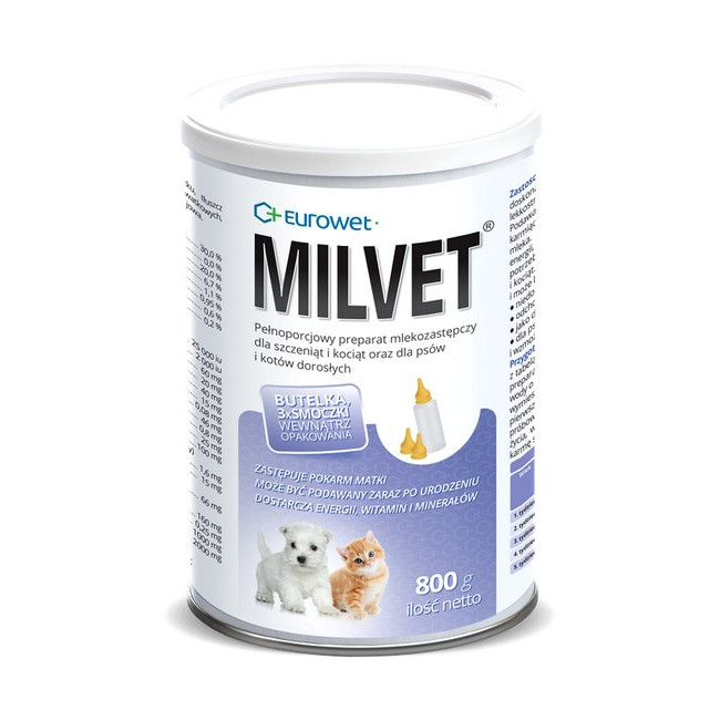 Milvet Preparat mlekozastępczy dla szczeniąt i kociąt 800g