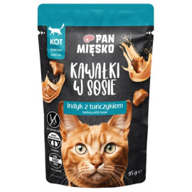 Pan Mięsko Karma mokra dla kota - indyk i tuńczyk kawałki w sosie saszetka 85g