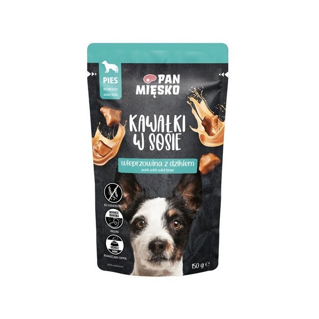 Pan Mięsko Karma mokra dla psa - wieprzowina z dzikiem kawałki w sosie saszetka 150g