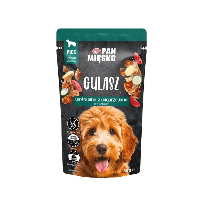 Pan Mięsko Karma mokra dla psa - Gulasz wołowina z wieprzowiną saszetka 150g