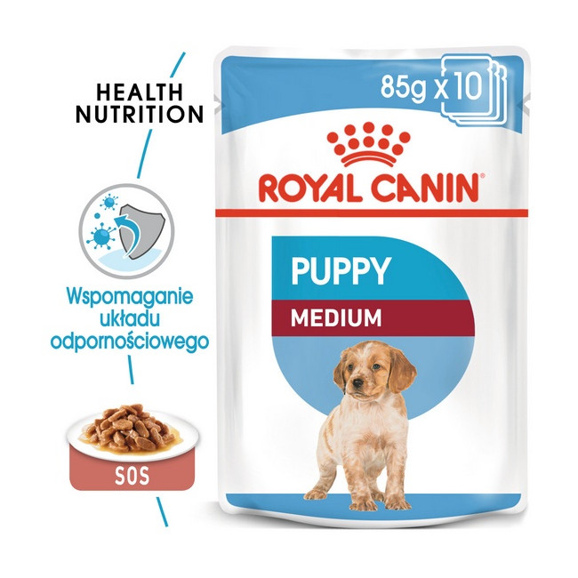 Royal Canin Medium Puppy karma mokra w sosie dla szczeniąt, od 2 do 12 miesiąca, ras średnich 140g