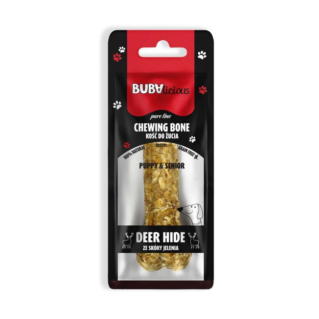 BUBAlicious Pure Line Kość do żucia Puppy & Senior ze skóry jelenia 12 cm [8711]