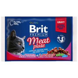 Brit Premium Cat Adult Meat Plate saszetki 4x100g