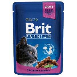 Brit Premium Cat Adult Kurczak + Indyk saszetka 100g