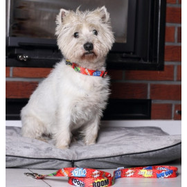 Matteo Obroża Klamra LED 25mm graffiti czerwone