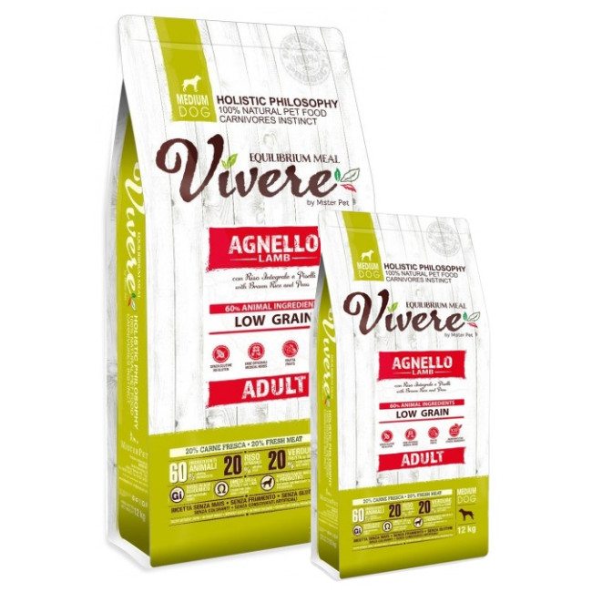 Vivere Dog Medium Adult Lamb Karma Monobiałkowa z Jagnięciną 12+3kg