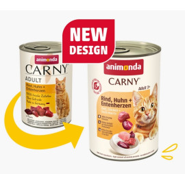 Animonda Carny Adult Wołowina, Kurczak + Kacze serca puszka 400g