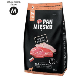 Pan Mięsko Karma sucha dla psa - cielęcina i indyk chrupki M 20kg