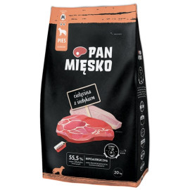 Pan Mięsko Karma sucha dla psa - cielęcina i indyk chrupki M 9kg