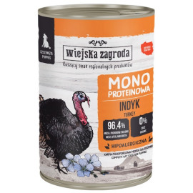 Wiejska Zagroda Monobiałkowa Indyk dla szczeniąt puszka 400g
