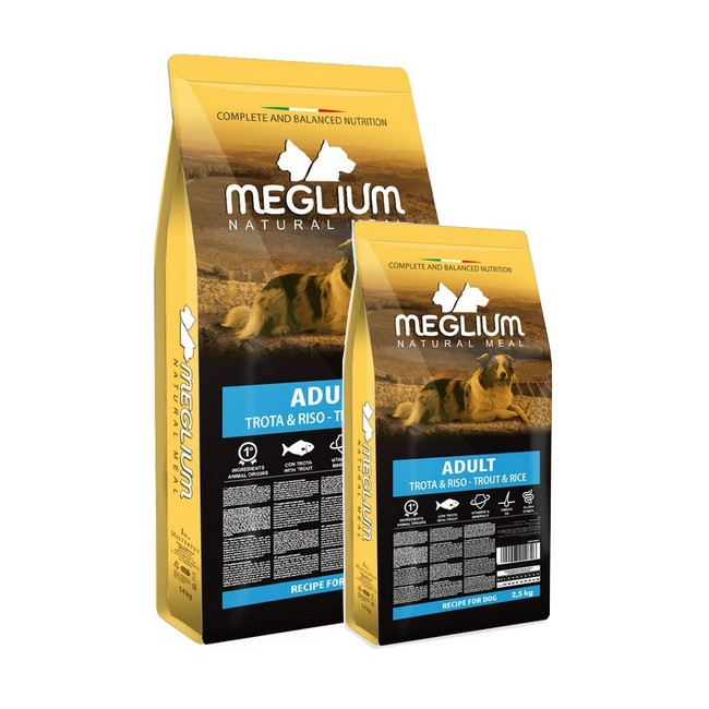 Meglium Dog Adult Trout & Rice Sucha karma z pstrągiem 14kg +2,5kg Gratis