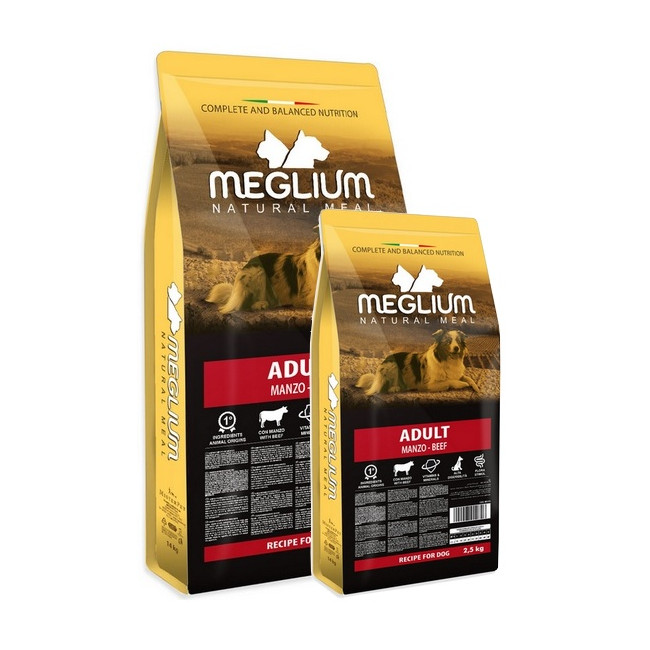 Meglium Dog Adult Beef Sucha karma z wołowiną 14kg + 2,5kg Gratis