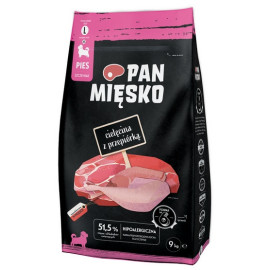 Pan Mięsko Karma sucha dla psa - dla szczeniąt cielęcina i przepiórka chrupki L 9kg