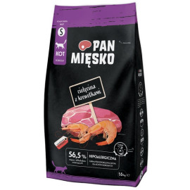 Pan Mięsko Karma sucha dla kota - cielęcina i krewetki chrupki S 1,6kg