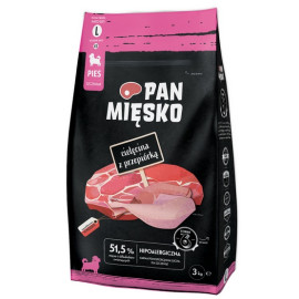 Pan Mięsko Karma sucha dla psa - dla szczeniąt cielęcina i przepiórka chrupki L 3kg