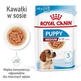 Royal Canin Medium Puppy karma mokra w sosie dla szczeniąt, od 2 do 12 miesiąca, ras średnich 140g