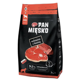 Pan Mięsko Karma sucha dla psa - wołowina i kozina chrupki M 3kg