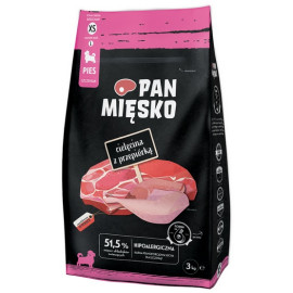 Pan Mięsko Karma sucha dla szczeniąt - cielęcina i przepiórka chrupki XS 3kg