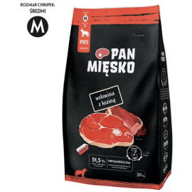 Pan Mięsko Karma sucha dla psa - wołowina i kozina chrupki M 20kg