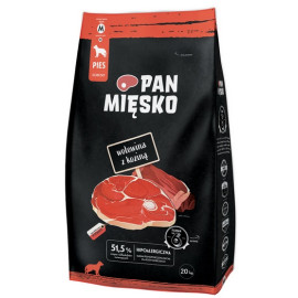 Pan Mięsko Karma sucha dla psa - wołowina i kozina chrupki M 20kg