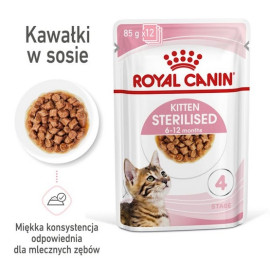 Royal Canin Kitten Sterilised karma mokra w sosie dla kociąt od 6 do 12 miesiąca życia, sterylizowanych saszetka 85g
