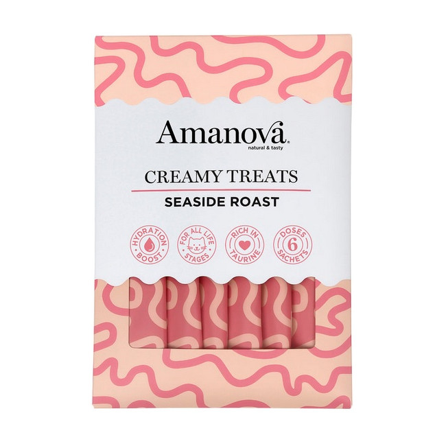 Amanova Cat Creamy Treats Seaside Roast Tuna & Chicken liver - tuńczyk i wątróbka 6x15g