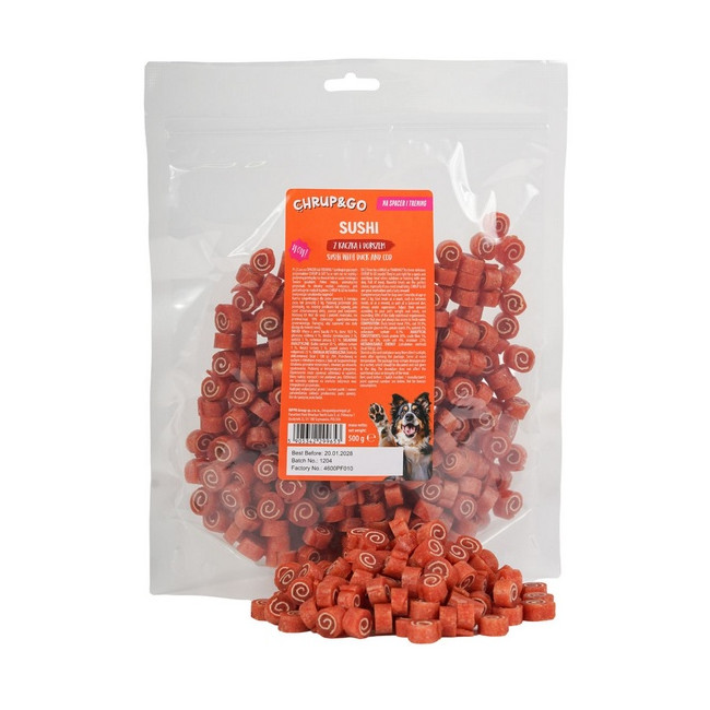 Chrup&Go Przysmak dla psa Sushi kaczka & dorsz 500g