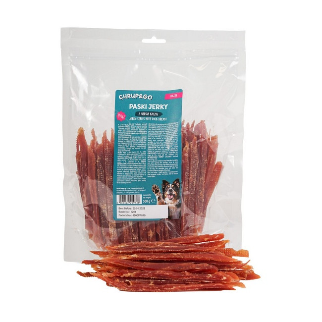 Chrup&Go Przysmak dla psa Paski Jerky z piersią kaczki 500g