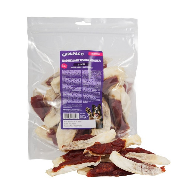 Chrup&Go Przysmak dla psa Uszy królika nadziewane 500g