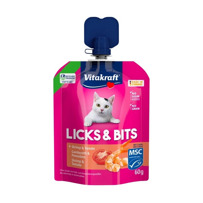 Vitakraft Cat Licks & Bits - Krewetka i pomidor 60g