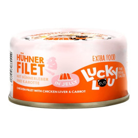Lucky Lou Extrafood Kurczak i wątróbka z kurczaka w galaretce puszka 70g