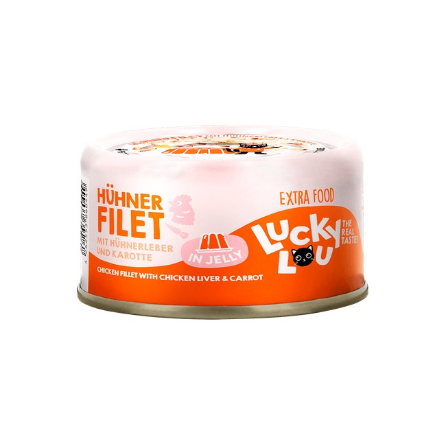 Lucky Lou Extrafood Kurczak i wątróbka z kurczaka w galaretce puszka 70g