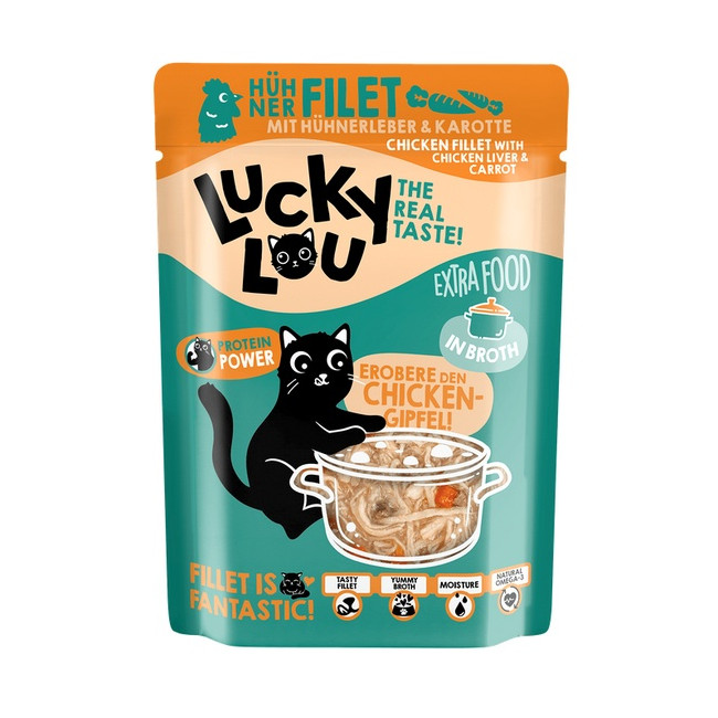 Lucky Lou Extrafood Kurczak i wątróbka z kurczaka w bulionie saszetka 70g