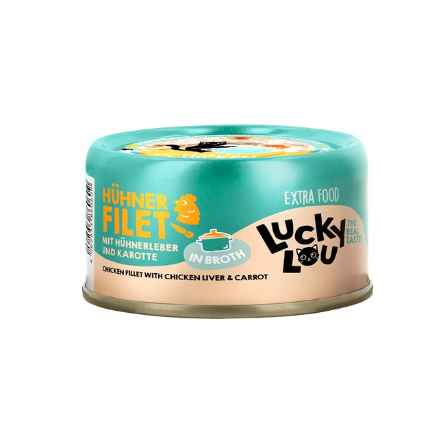Lucky Lou Extrafood Kurczak i wątróbka z kurczaka w bulionie puszka 70g