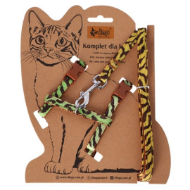 Dingo Komplet dla kota - Smycz i szelki Leopard