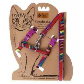 Dingo Komplet dla kota - Smycz i szelki Funky Cat