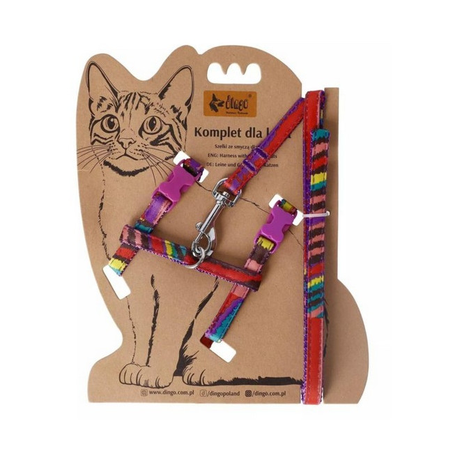 Dingo Komplet dla kota - Smycz i szelki Funky Cat