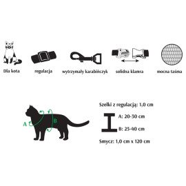 Dingo Komplet dla kota - Smycz i szelki Funky Cat
